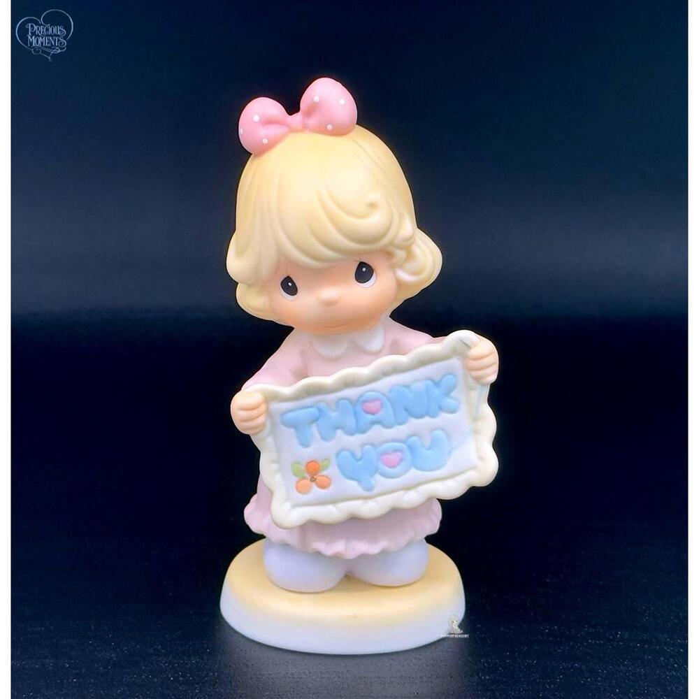 Precious Moments 'Thank You' Girl Figurine with Pink Bow